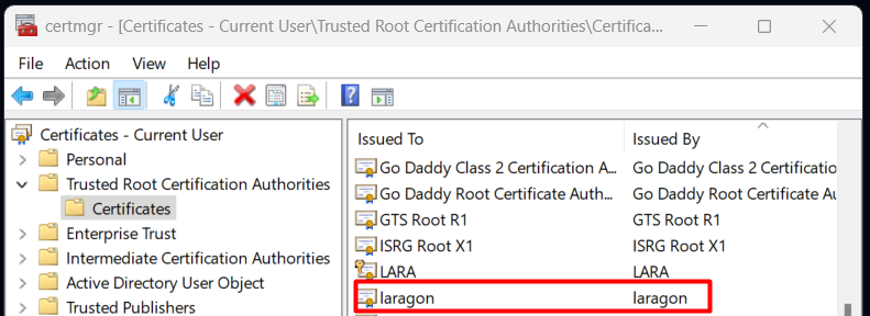 Laragon Certificate Manager