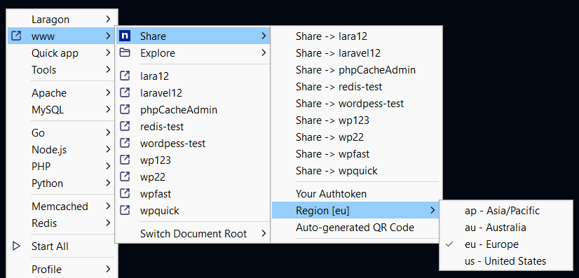 Laragon Quick-share - with Ngrok